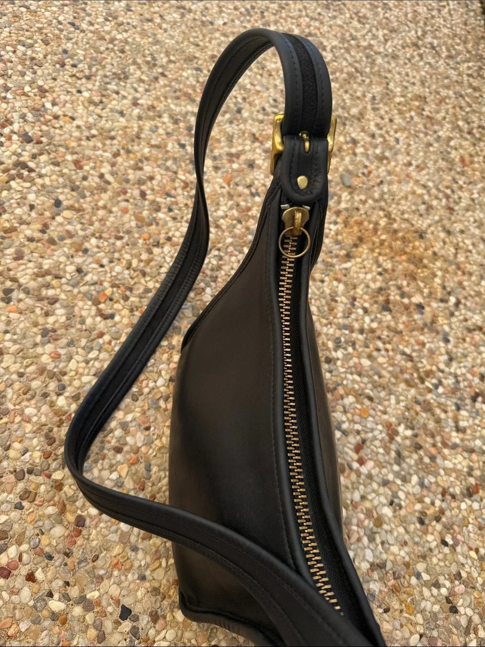 Coach Janice Legacy Black Leather Shoulder Bag with Gold Hardware